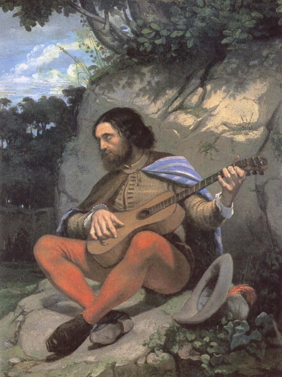 Gustave Courbet Young man in a Landscape or The Guitarreor